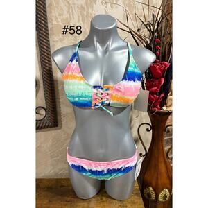CALI FOR NIA Swimsuit Bikini 2ps Set RAINBOW